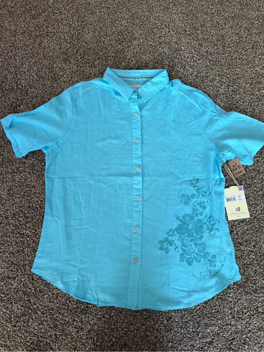 Light Blue Short Sleeve Button-Front Men’s shirt by St. SomeWhere